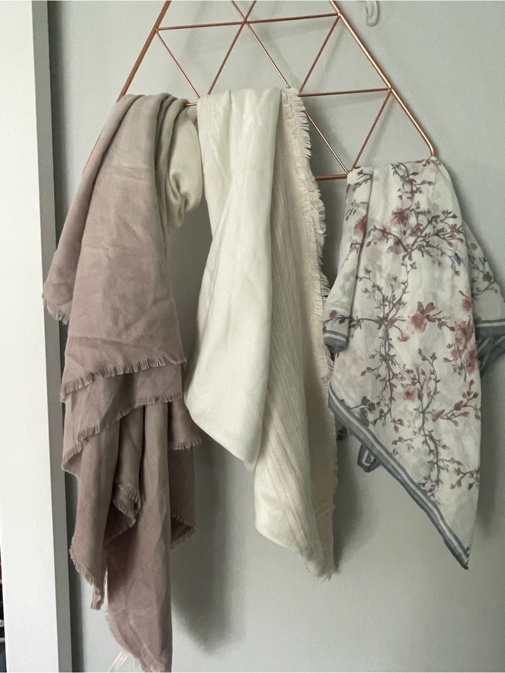 Soft Neutral Scarf Trio - Blush, Cream & Floral